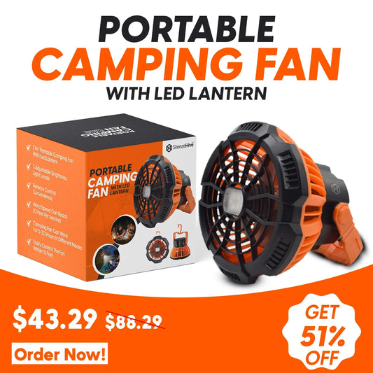 Steezehive™ Portable Camping Fan With LED Lantern